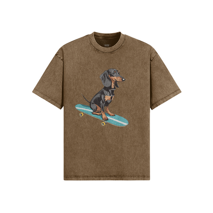 Doxie Skater Oversized Snow Wash Tee