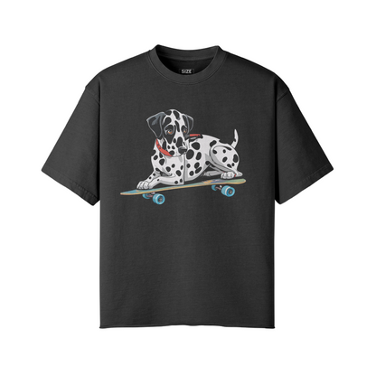 Dalmatian Skate Co. Faded Raw Hem Tee