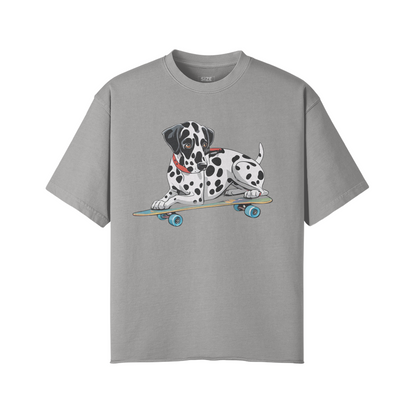 Dalmatian Skate Co. Faded Raw Hem Tee