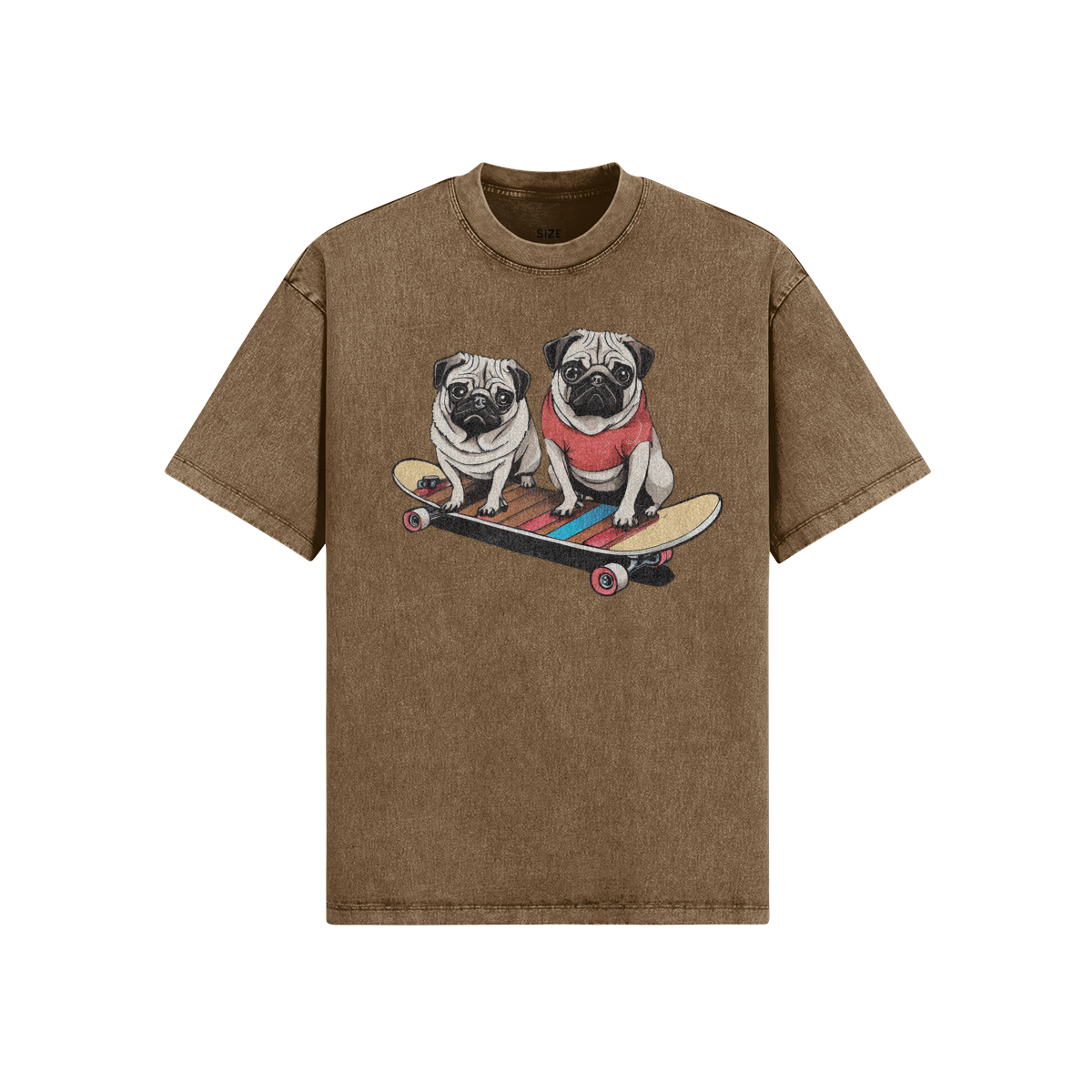 Pug Shredder Oversized Snow Wash Tee