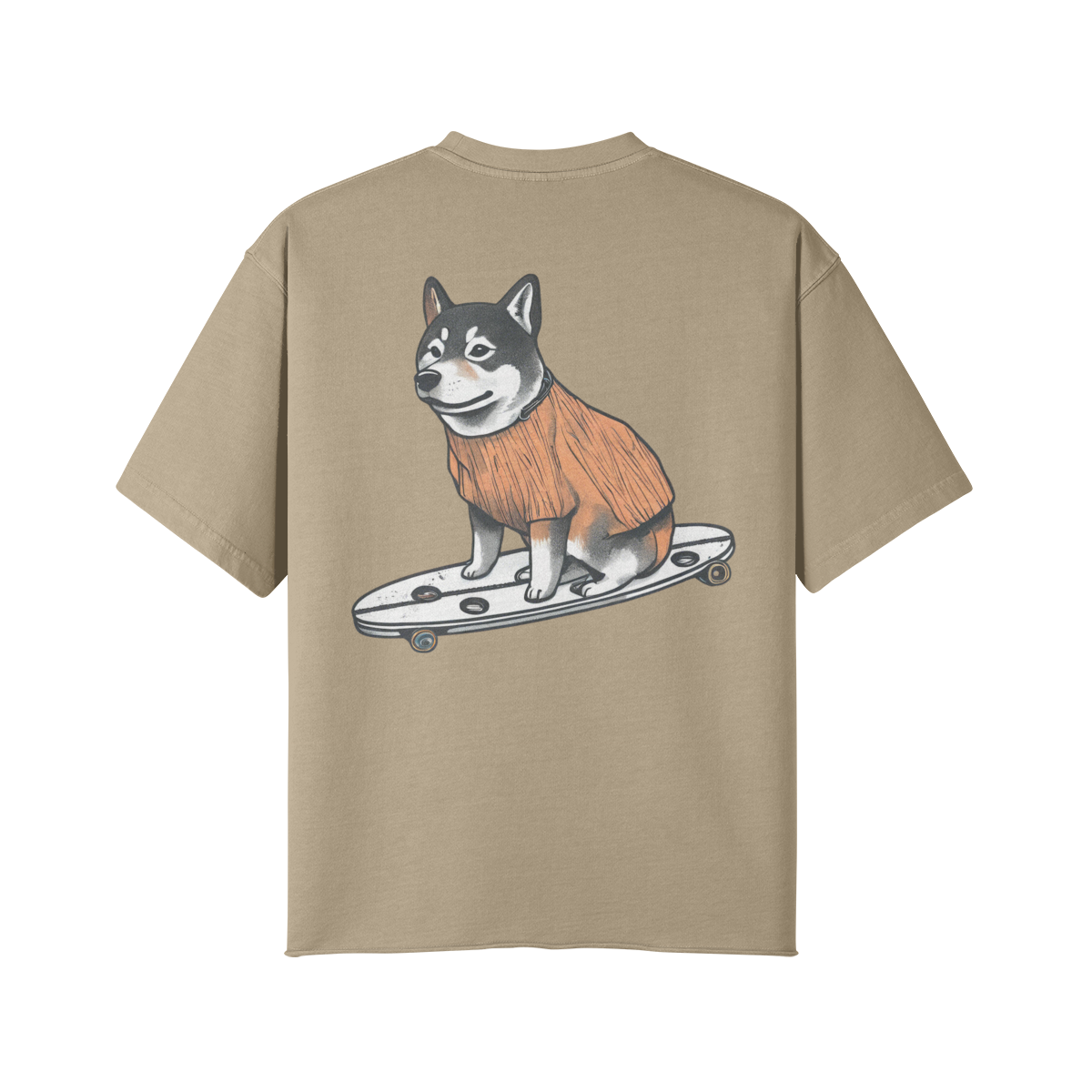 Shiba Skater Faded Raw Hem Tee