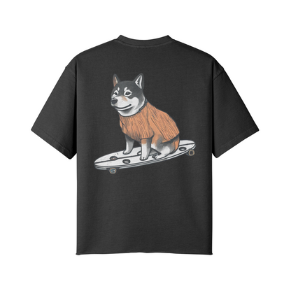 Shiba Skater Faded Raw Hem Tee