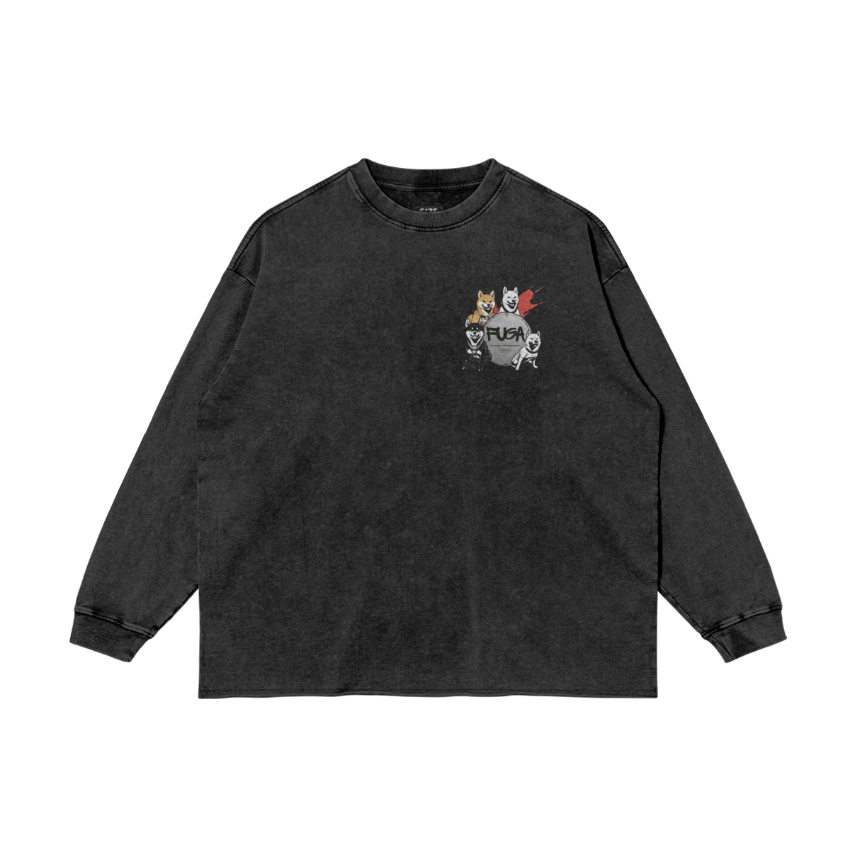 Shiba Guardians Raw Hem Faded L/S Tee