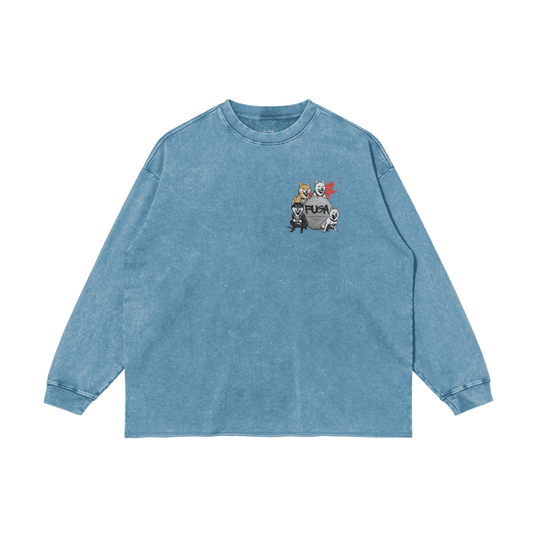 Shiba Guardians Raw Hem Faded L/S Tee