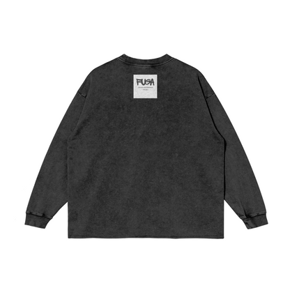 Shiba Guardians Raw Hem Faded L/S Tee